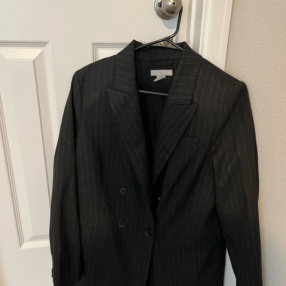 Classic Black Pinstripe Blazer